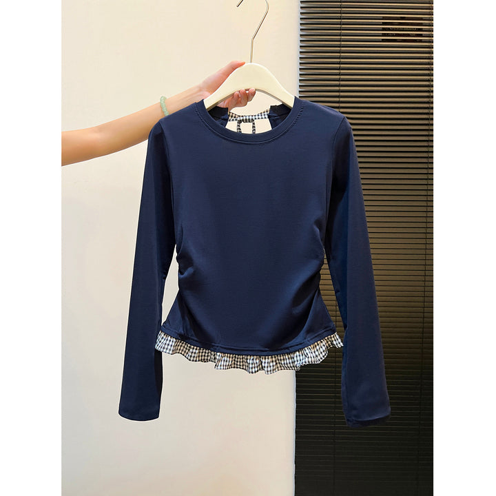 Women's long sleeve shirt with asymmetrical ruffle edge and decorative back Chic & Stil