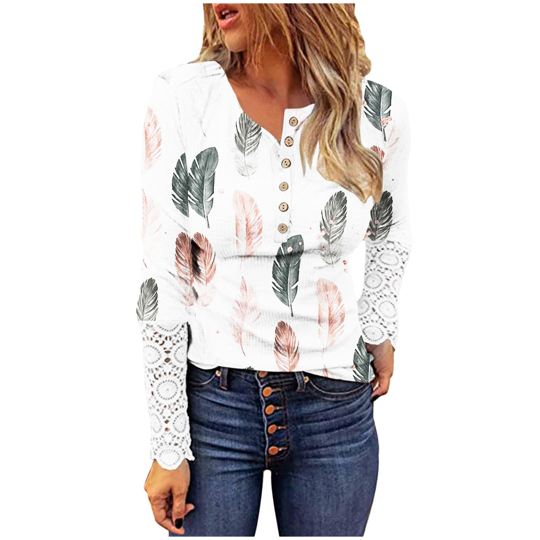 Women Fashion Long Sleeve T-shirt with Lace Sleeves Lune London