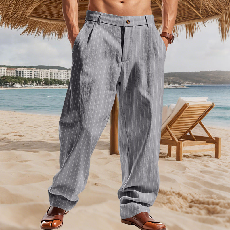 Casual beach pants for men with a comfortable fit and a stylish striped pattern Lune London