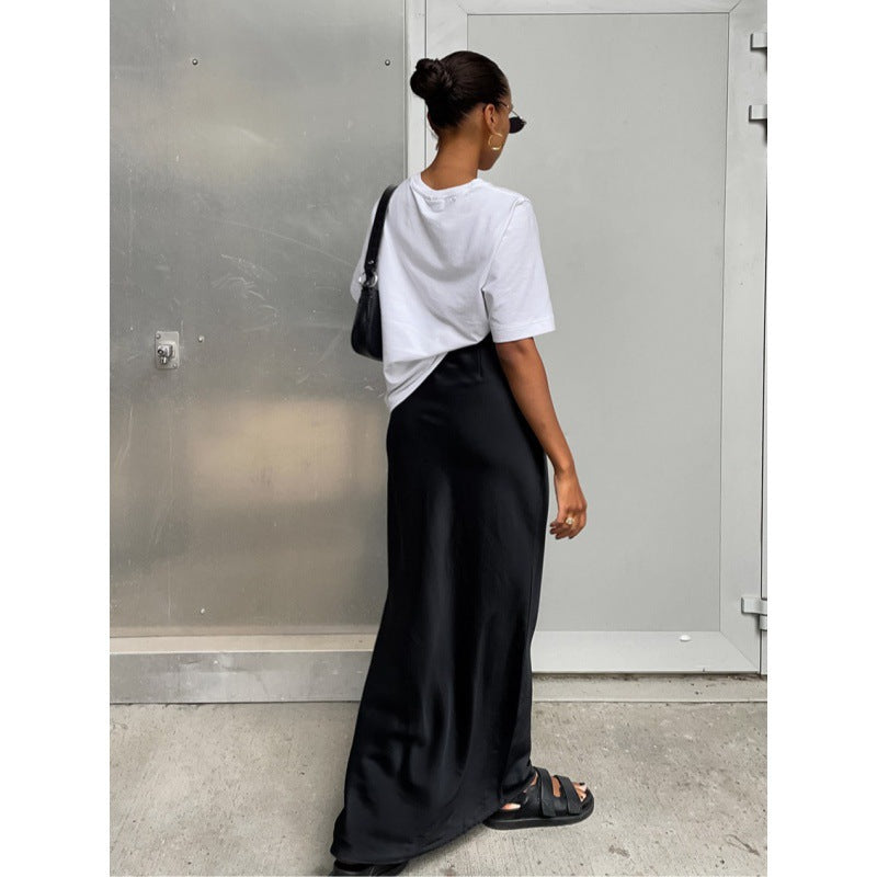 Chic Long Floor-Length Satin Maxi Skirt for Women and Style