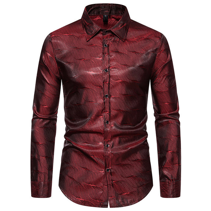 Elegant long sleeve shirt for men with glossy wave pattern Lune London