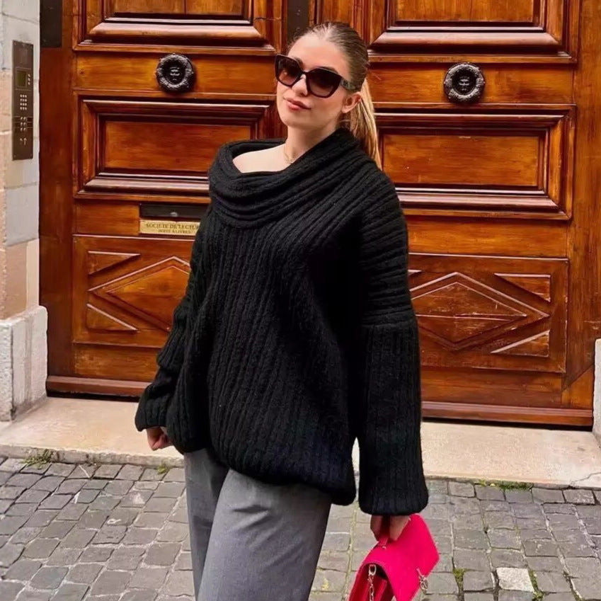 Pull en maille épaisse pour femmes avec un col roulé à la mode Chic & Stil