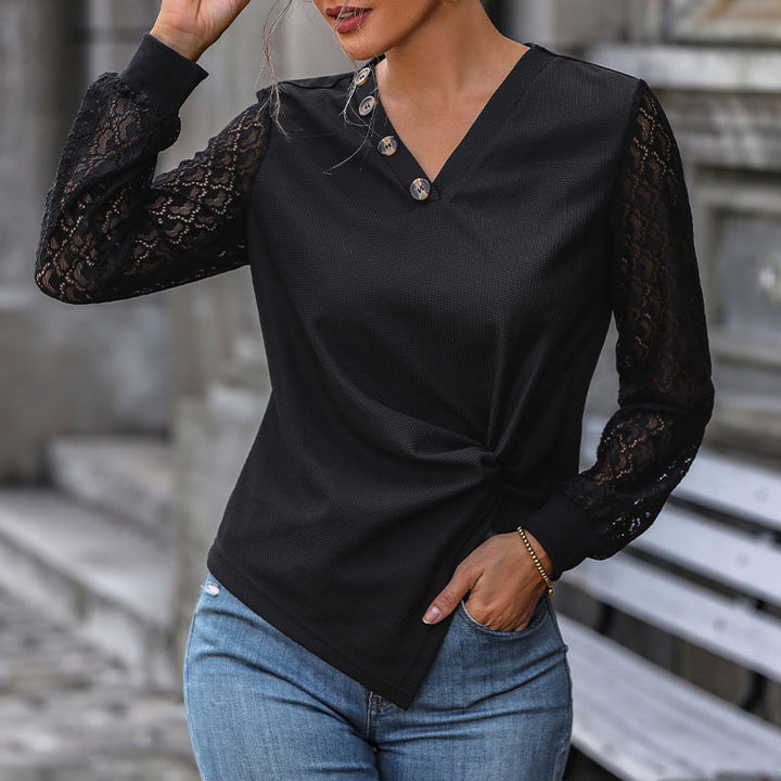 Top femme avec détails en dentelle et boutons Chic & Stil