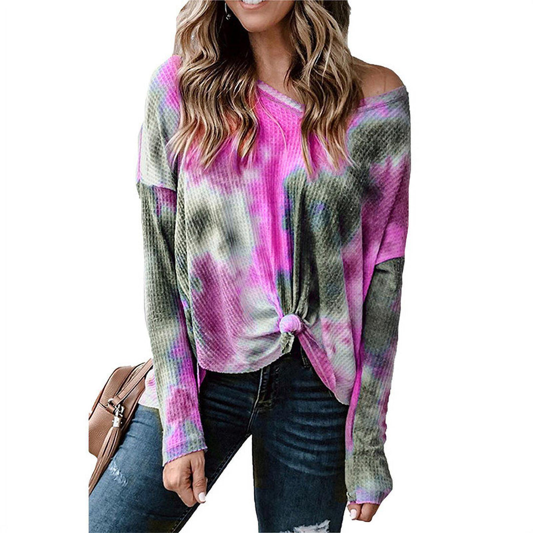 Waffle knit off-the-shoulder top for women Lune London