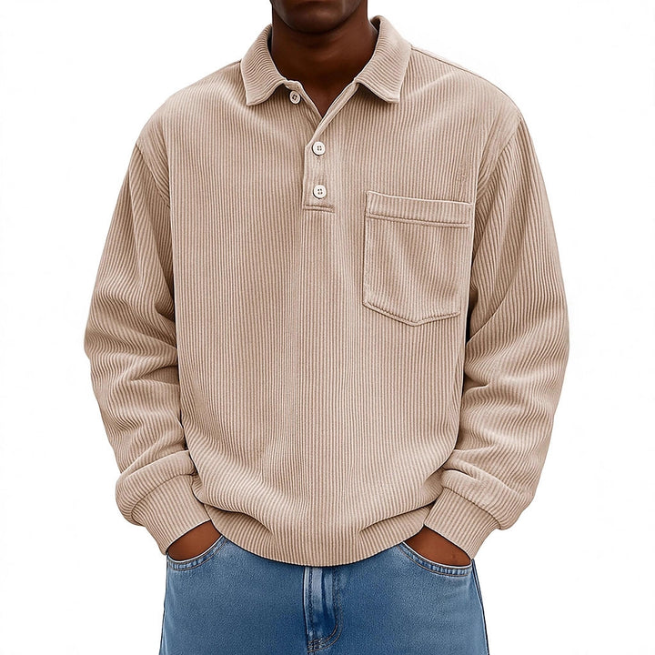 Men's Casual Polo with textured ribbed design and chest pocket Lune London