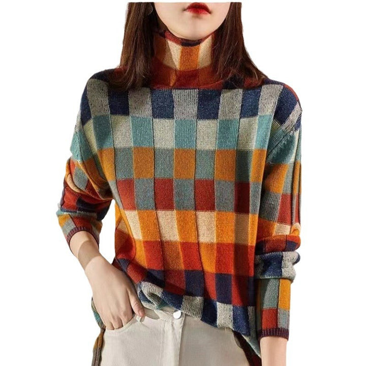 Sweater oversized pour femmes en motif carreaux Chic & Stil