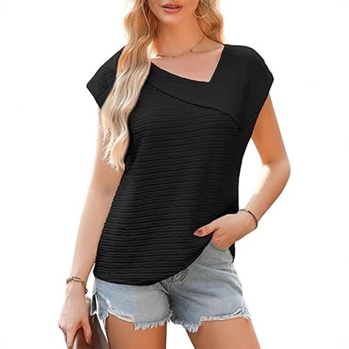Women's elegant top with asymmetrical cut and fashionable texture pattern Lune London