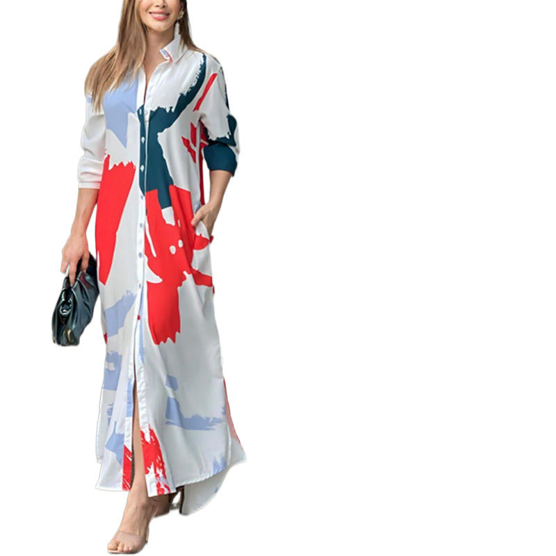 Lune London Women's Long Dress with Artistic Print