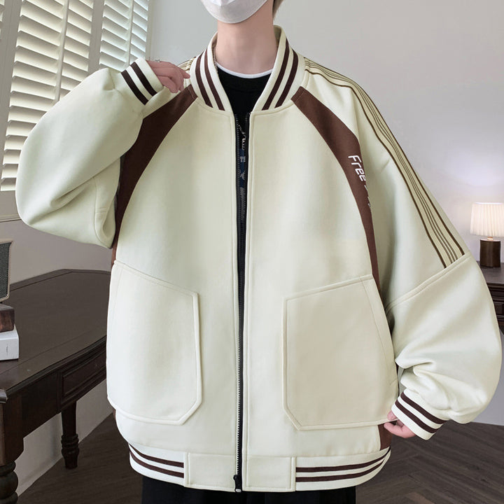 Unisex sporty bomber jacket with contrasting sleeve edges Lune London