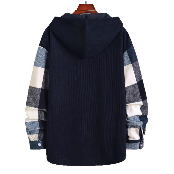 Striped flannel jacket for women with hood and practical pockets Lune London