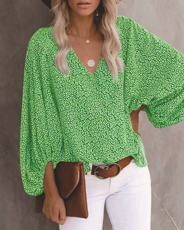 Women Elegant Blouse Cut with Leopard Pattern and Flounce Sleeves Lune London