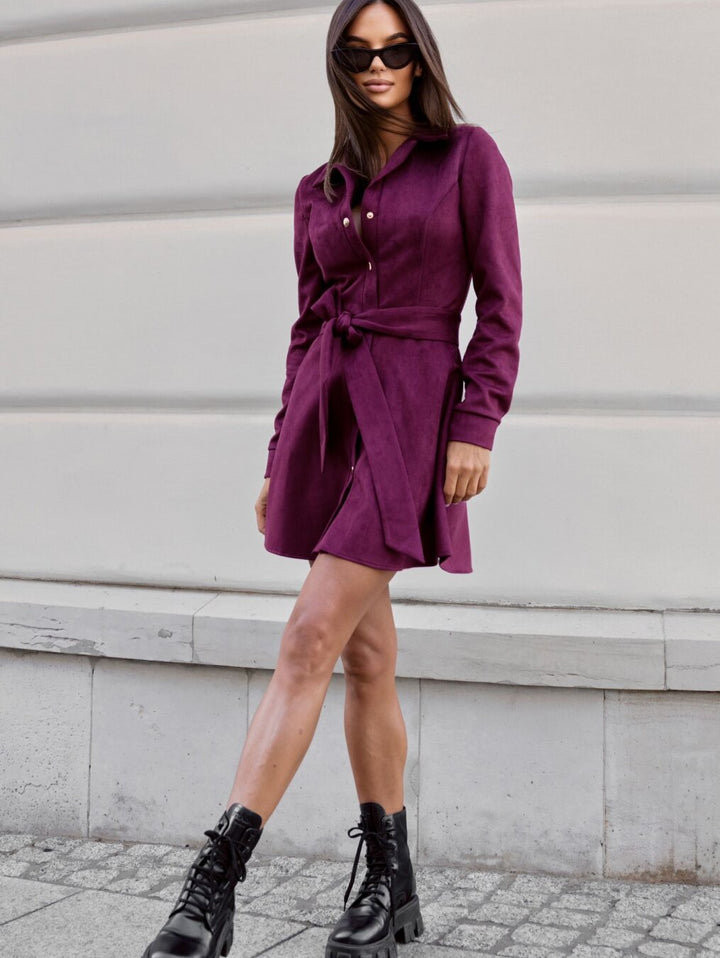 Shirt dress for ladies in soft faux leather with an elegant waist Lune London