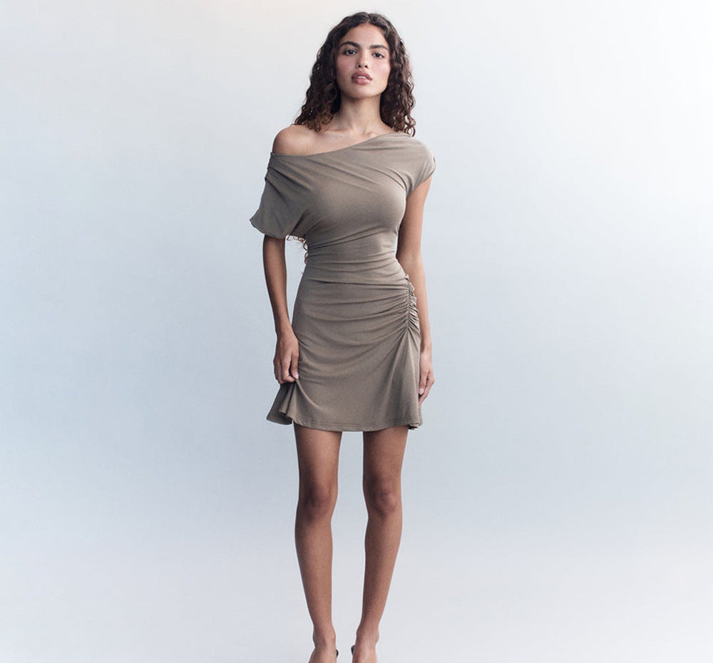 Off-shoulder dress for women with ruching Lune Londone