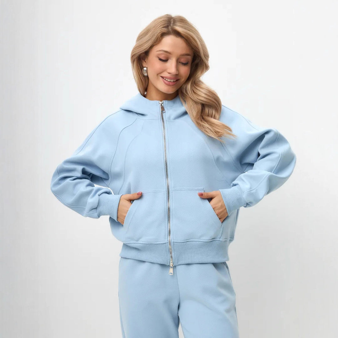 Ladies Sporty Hoodie and Jogging Set with Practical Pockets Lune London