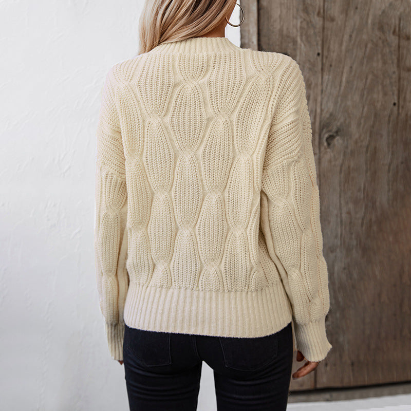 Knit sweater for women with decorative cable design and comfortable fit Lune London