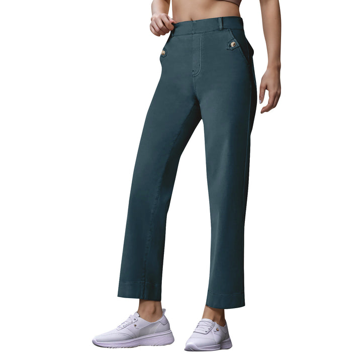 Women's Wide High-Waist Pants with Fashionable Button Details Lune London
