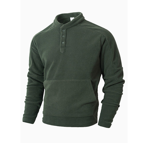 Cozy fleece sweater for men with button placket Lune London