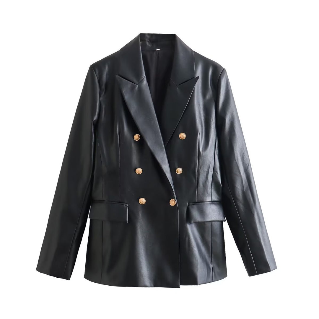 Veste blazer élégante en simili cuir pour femmes Lune London