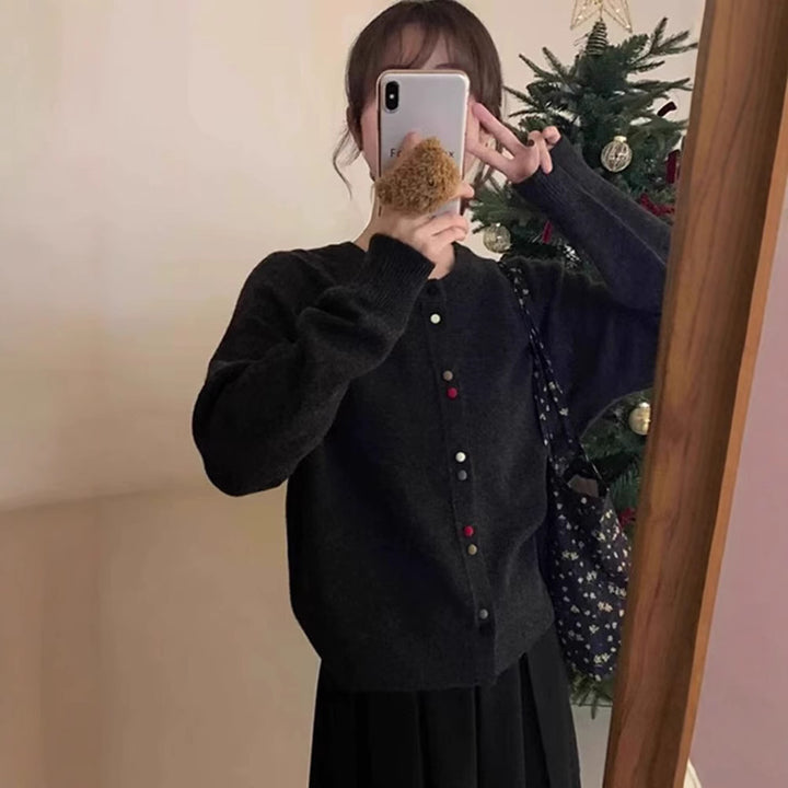 Knitted jacket for women with decorative button accents and soft material Lune London