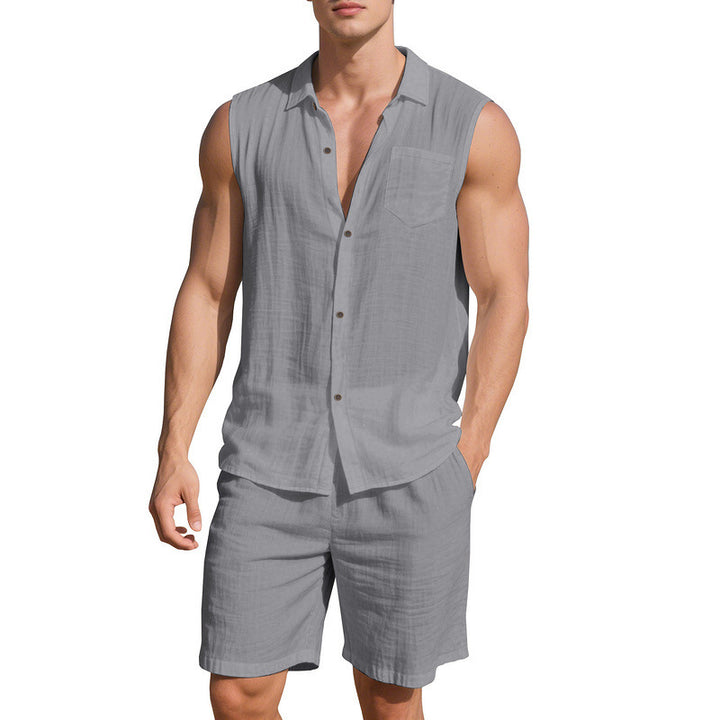 Tenue d'été décontractée pour hommes avec chemise sans manches et shorts Lune London