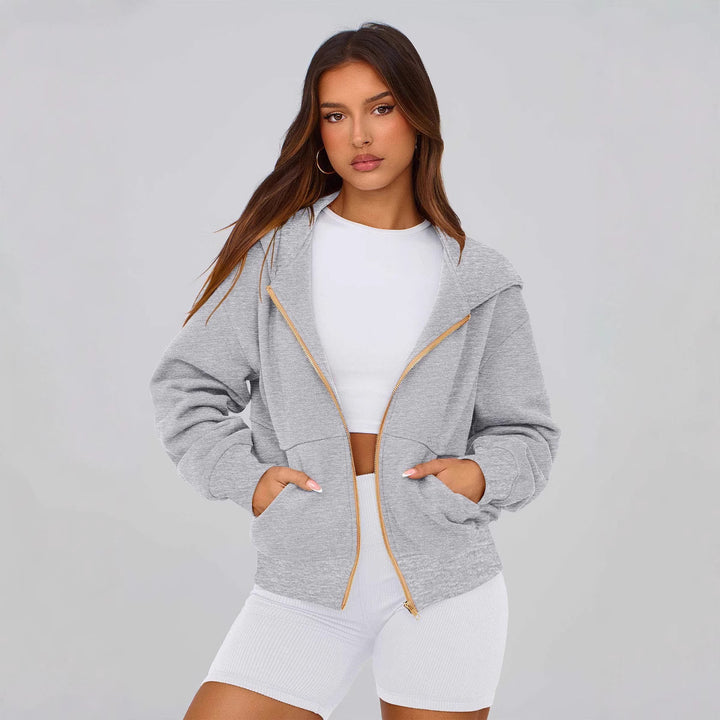 Women Sports Hoodie with Full Zip and Practical Side Pockets Chic and Style