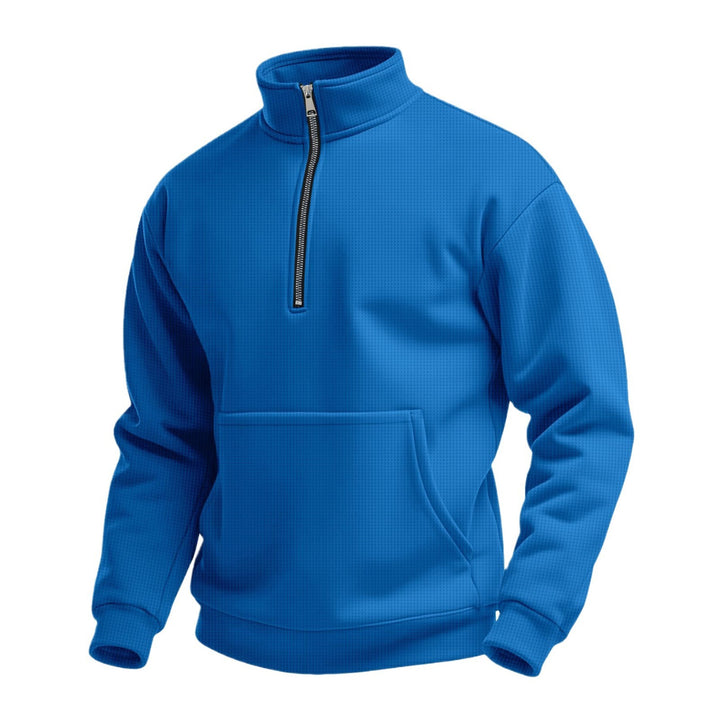 Fleece pullover for men with high collar and practical kangaroo pocket Lune London