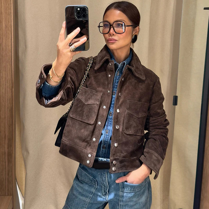 Veste en suédine pour femme avec poches pratiques Chic & Stil