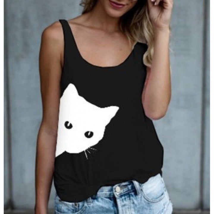 Débardeur pour femmes avec motif créatif de chat et coupe décontractée Chic & Stil