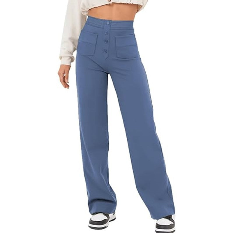 Lune London elegant high-waisted lounge pants for women with large pockets and button closure