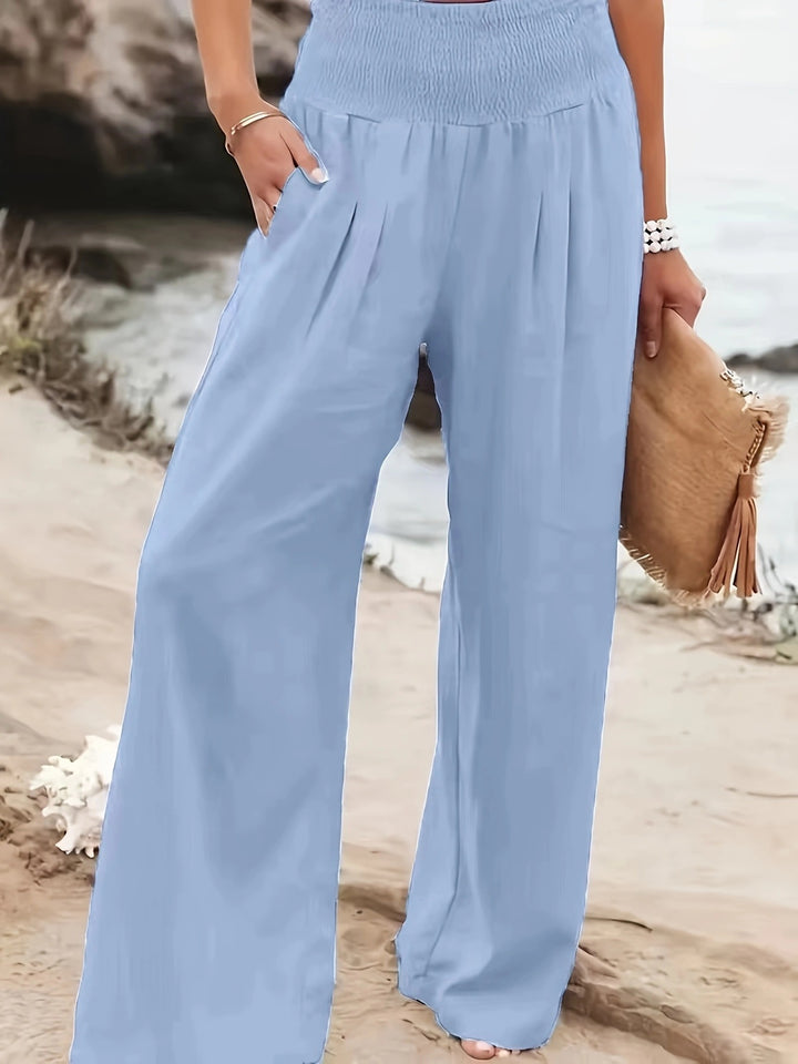 Loose summer pants for women with elastic waist and elegant draping Lune London