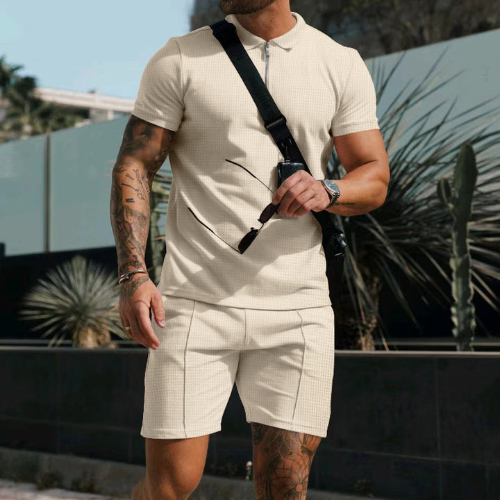 Men's short sleeve sports set with high quality functional material and contrasting details Lune London