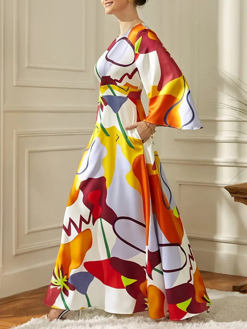 Ladies beautiful maxi dress with modern abstract patterns Lune London