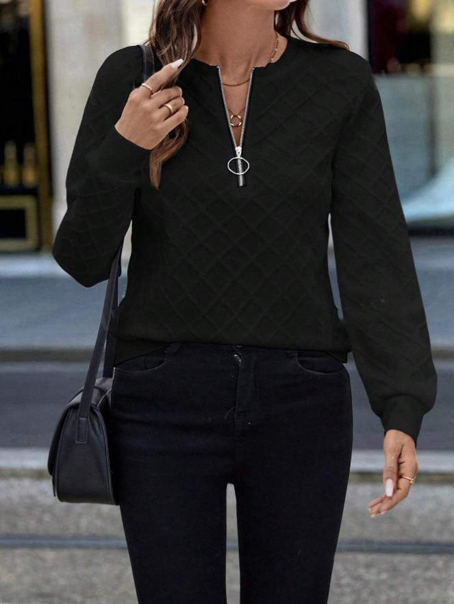 Women knitted top with zipper and diamond pattern Lune London