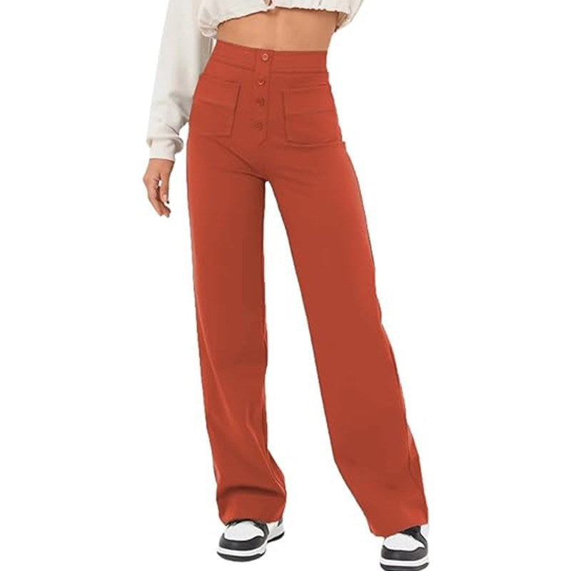 Lune London elegant high-waisted lounge pants for women with large pockets and button closure
