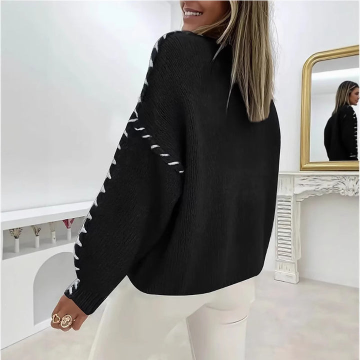 Oversized knit sweater for women with contrasting hem Lune London
