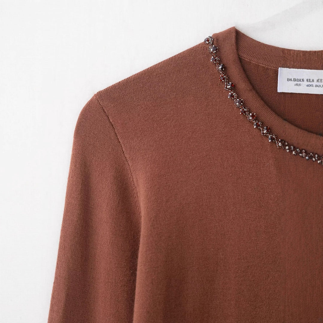 Cardigan tricoté à la mode pour femmes avec embellissement en perles élégantes Chic & Stil