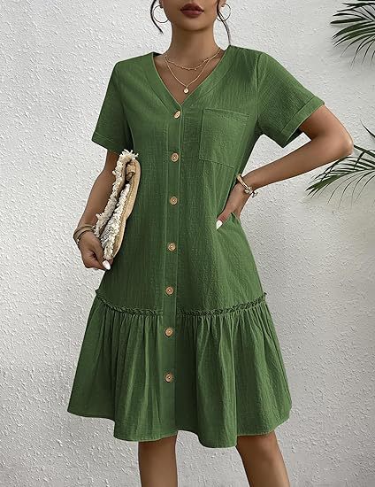 Casual dress for women with button closure and ruffles Lune London