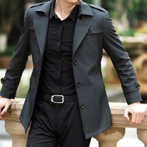 Trendy transitional jacket for men with high collar and elegant button design Lune London