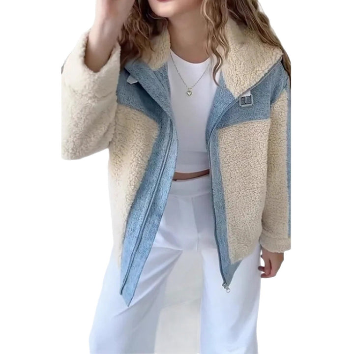 Women's fleece jacket with hood and contrasting inserts Lune London