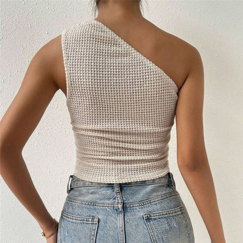 Top with textured structure cut on one side for women Lune London