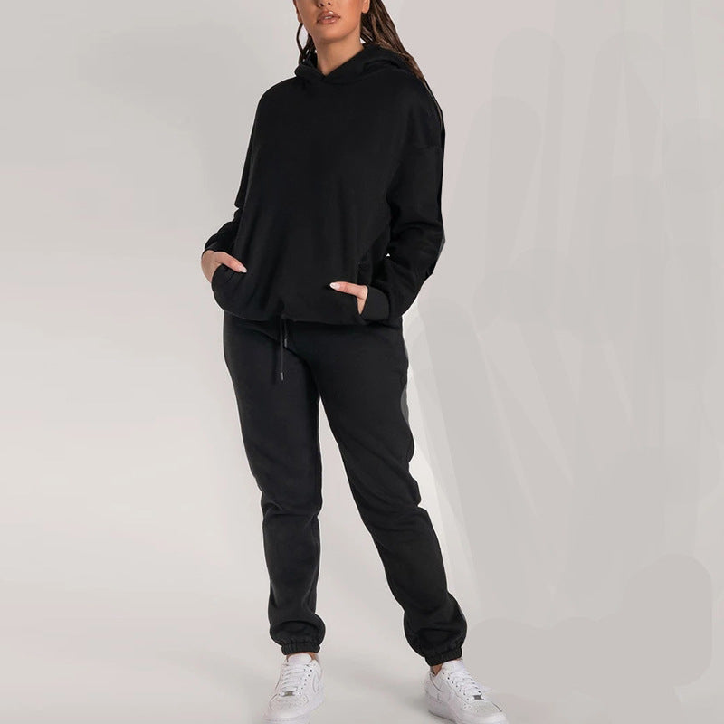 Ensemble de sweat à capuche décontracté pour femmes avec poches pratiques et taille élastique Chic & Stil