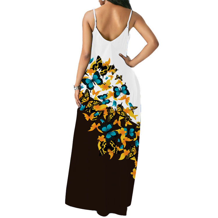Robe maxi femme avec accents floraux et poches latérales sophistiquées Chic & Stil