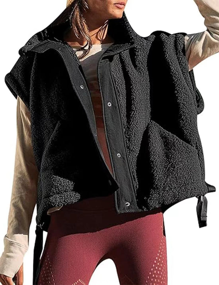 Casual teddy fleece vest for women with practical side pockets and adjustable size Lune London