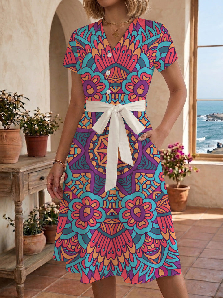 Women’s midi dress with floral design and comfortable fit Lune London