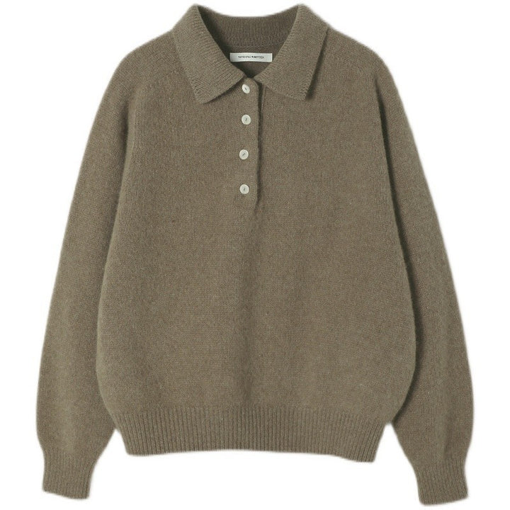 Pull décontracté pour femme avec col polo et détails de boutons élégants Chic & Stil