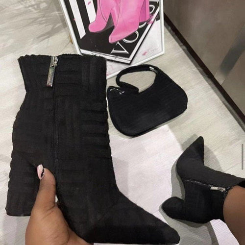Women's Elegant Ankle Boots with Textured Upper Material and Practical Zipper Lune London