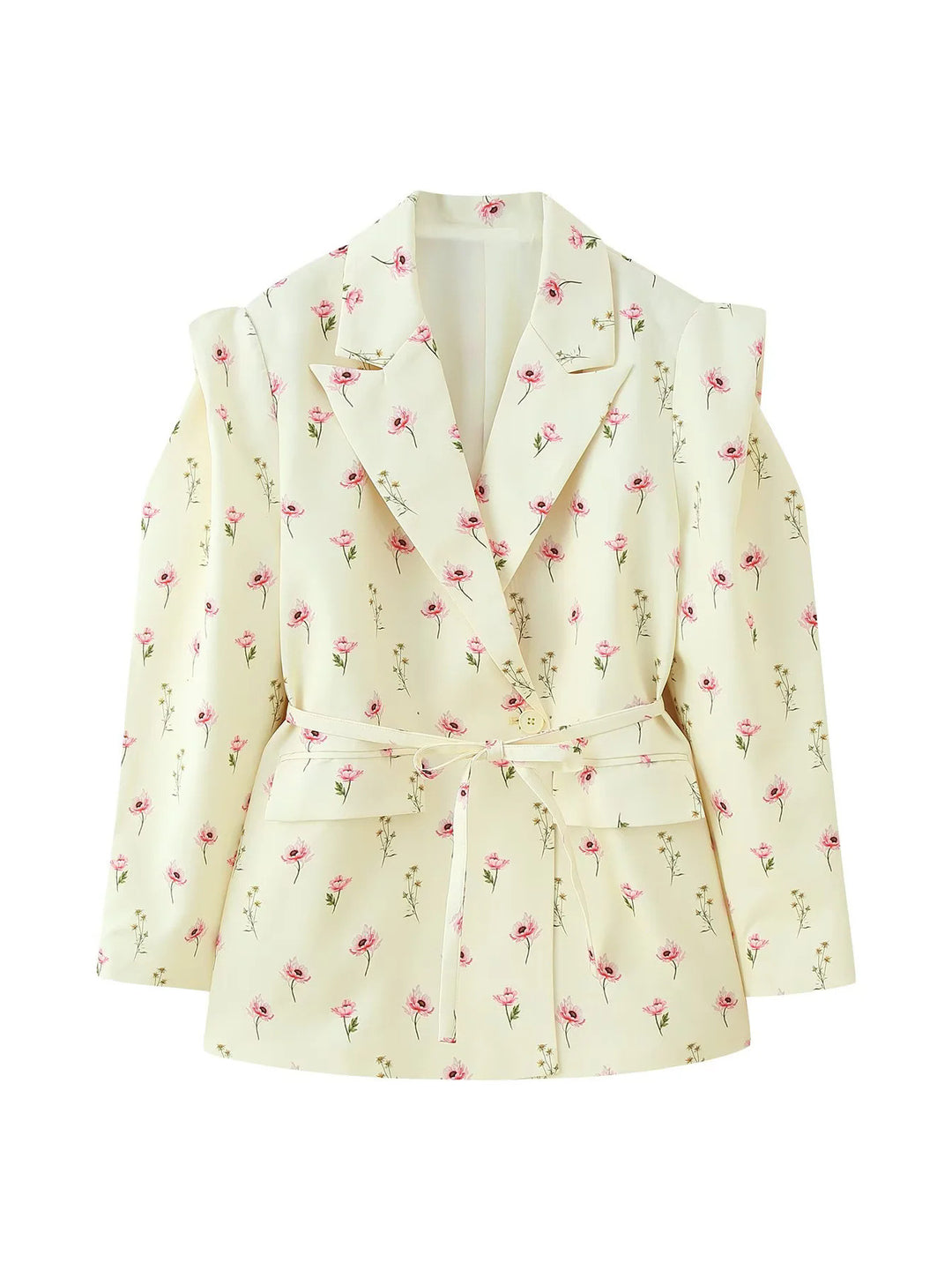 Trendy women's blazer jacket with belt and silk look Lune London