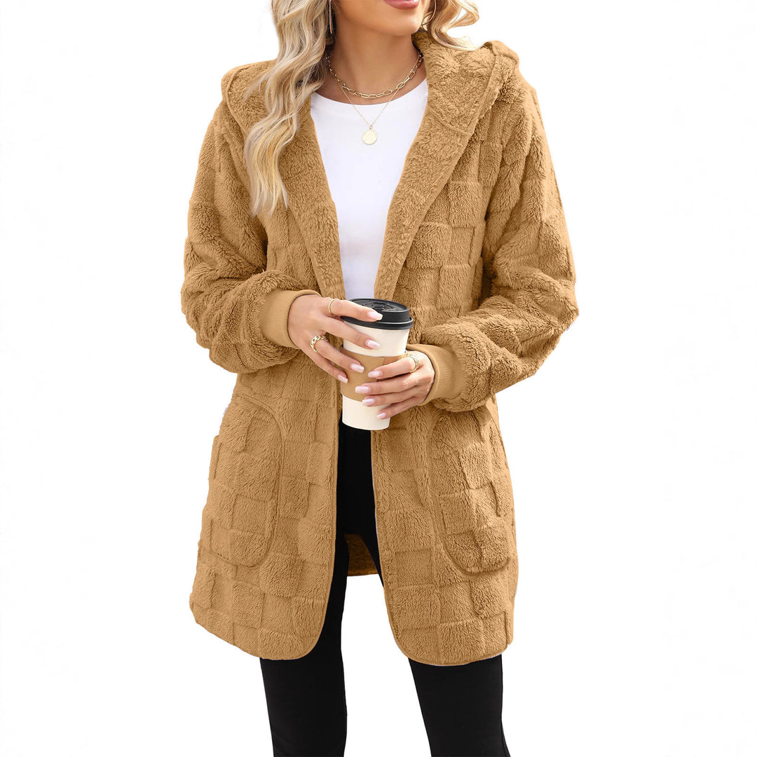 Ladies cozy fleece jacket with hood and pockets Lune London