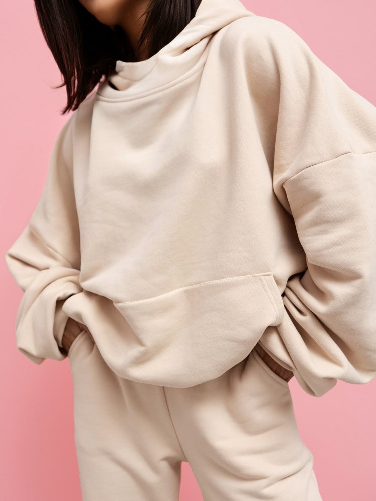 Women's casual hoodie with voluminous sleeves and a high collar Lune London