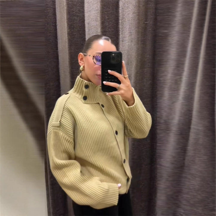 Cardigan oversize pour femmes avec col montant Chic & Stil